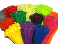 bundle of colored nylon cable ties and zip ties