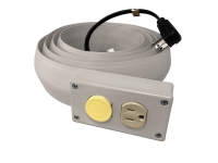 Gray electrical extension cord cover with duplex outlets