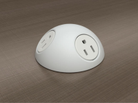 White hemisphere desk power grommet with 3 a/c power and 120