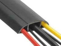 Black MegaDuct heavy duty cable and hose protector covering wires