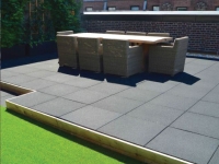 rubber rooftop paver tiles in use on patio application