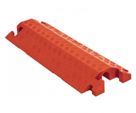 Linebacker 2-channel polyurethane drop over cable protector, orange Linebacker 2-channel polyurethane drop over cable protector, orange