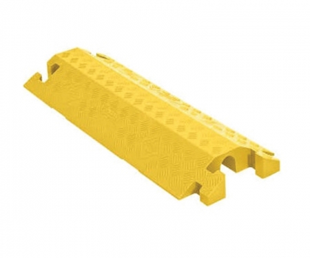 Linebacker 2-channel polyurethane drop over cable protector, yellow Linebacker 2-channel polyurethane drop over cable protector, yellow