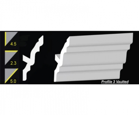 4.5 inch h foam crown molding profile 3 vaulted