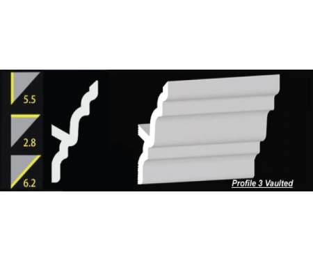 5.5 inch h foam crown molding profile 3 vaulted