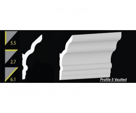 5.5 inch h foam crown molding profile 5 vaulted