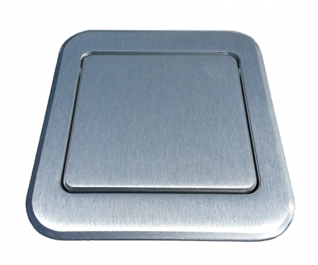 Altinex tilt n plug silver table box in closed position.