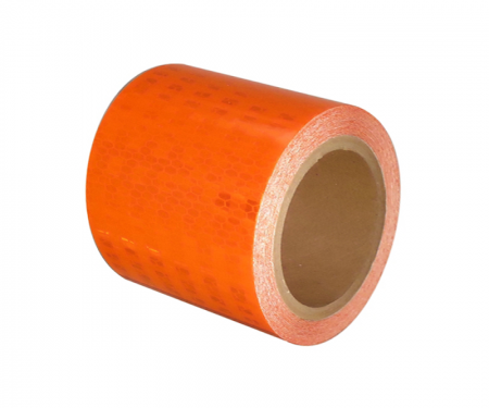 Orange high intensity barrel drum channelizer reflective tape with 50 yard length and 6 inch width Orange high intensity barrel drum channelizer reflective tape with 50 yard length and 6 inch width