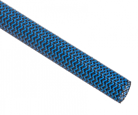 black and neon blue techflex tight weave braided sleeving