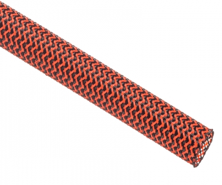black and neon red techflex tight weave braided sleeving