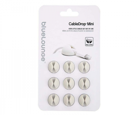 White mini cabledrop cord organizer, 9 pack, blcdm-wh