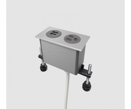 Byrne Dot in-surface 1 power, 1 usb outlet, storm