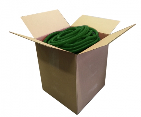 Green split wire loom tubing in a box