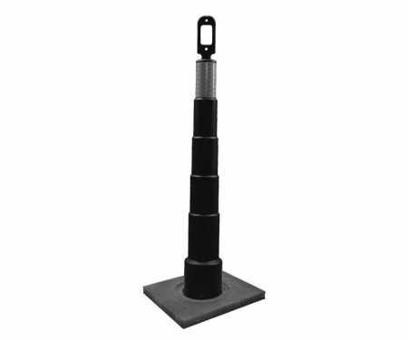Cortina Grip n Go black traffic channelizer cone with 1 reflective 6 inch collar, high intensity 10 lb square base, and 42 inch height