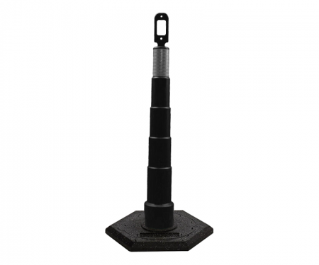 Cortina Grip n Go black traffic channelizer cone with 1 reflective 6 inch collar, high intensity 16 lb hexagon base, and 42 inch height