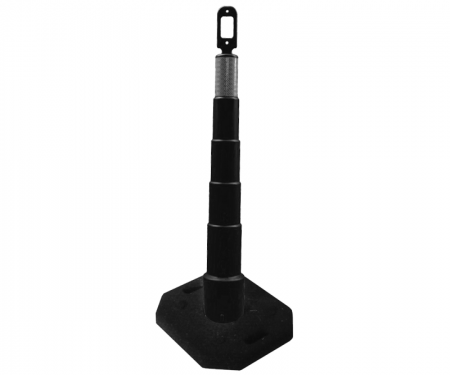 Cortina Grip n Go black traffic channelizer cone with 1 reflective 6 inch collar, high intensity 30 lb rectangle base, and 42 inch height