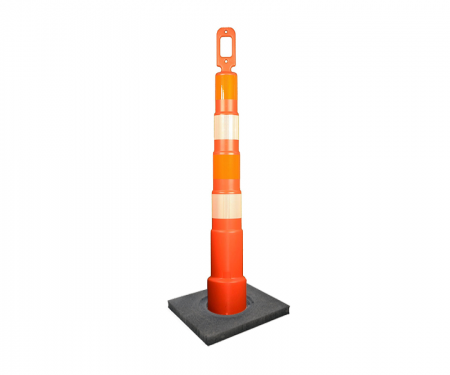 Cortina Grip n Go orange traffic channelizer cone with 4 reflective 4 inch collar, engineer grade 10 lb square base, and 42 inch height