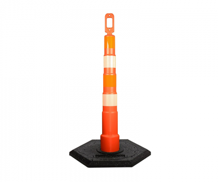 Cortina Grip n Go orange traffic channelizer cone with 4 reflective 4 inch collar, engineer grade 16 lb hexagon base, and 42 inch height