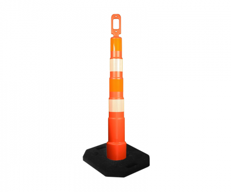 Cortina Grip n Go orange traffic channelizer cone with 4 reflective 4 inch collar, engineer grade 30 lb rectangle base, and 42 inch height
