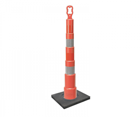 Cortina Grip n Go orange traffic channelizer cone with 4 reflective 4 inch collar, high intensity diamond grade 10 lb square base, and 42 inch height
