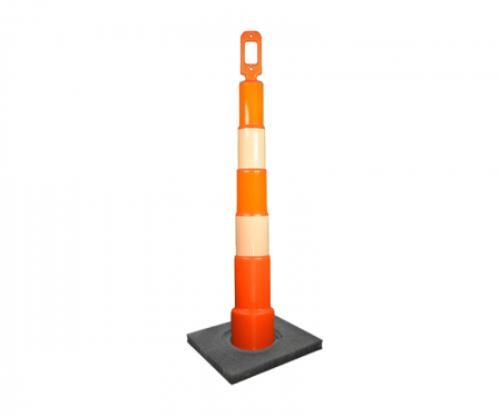 Cortina Grip n Go orange traffic channelizer cone with 4 reflective 6 inch collar, engineer grade 10 lb square base, and 42 inch height