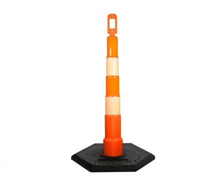 Cortina Grip n Go traffic channelizer cone with 4 reflective 6 inch collar, engineer grade 16 lb hexagon base, and 42 inch height