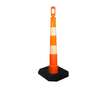 Cortina Grip n Go orange traffic channelizer cone with 4 reflective 6 inch collar, engineer grade 30 lb rectangle base, and 42 inch height