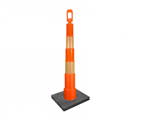 Cortina Grip n Go traffic orange channelizer cone with 4 reflective 6 inch collar, high intensity diamond grade 10 lb square base, and 42 inch height