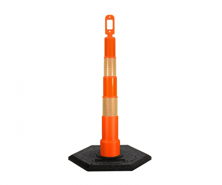 Cortina Grip n Go orange traffic channelizer cone with 4 reflective 6 inch collar, high intensity diamond grade 16 lb hexagon base, and 42 inch height