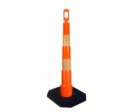 Cortina Grip n Go orange traffic channelizer cone with 4 reflective 6 inch collar, high intensity diamond grade 30 lb rectangle base, and 42 inch height