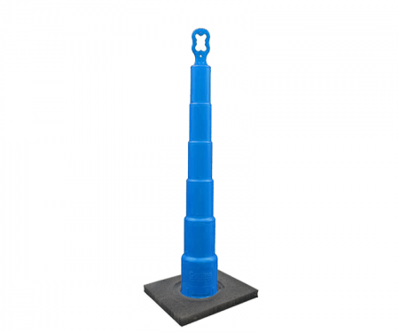 Cortina Grip n Go blue traffic channelizer cone with no collar, 10 lb square base, and 42 inch height