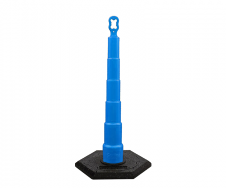 Cortina Grip n Go blue traffic channelizer cone with no collar, 16 lb hexagon base, and 42 inch height