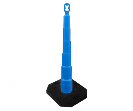 Cortina Grip n Go blue traffic channelizer cone with no collar, 30 lb rectangle base, and 42 inch height