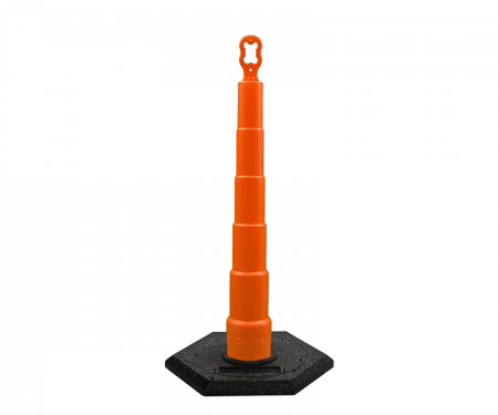 Cortina Grip n Go orange traffic channelizer cone with no collars, 16 lb hexagon base, and 42 inch height
