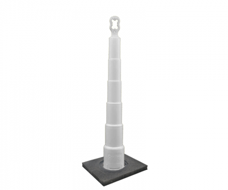 Cortina Grip n Go white traffic channelizer cone with no collars, 10 lb square base, and 42 inch height