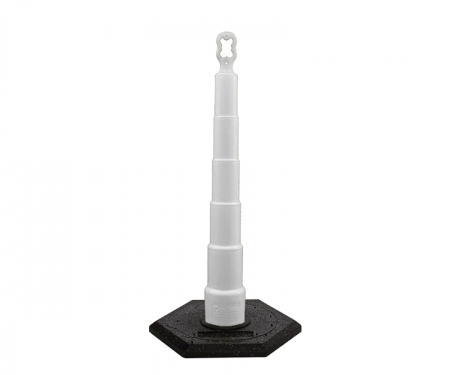 Cortina Grip n Go white traffic channelizer cone with no collars, 16 lb hexagon base, and 42 inch height