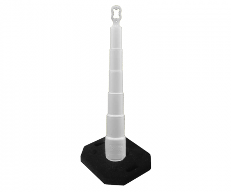 Cortina Grip n Go white traffic channelizer cone with no collars, high intensity 30 lb rectangle base, and 42 inch height
