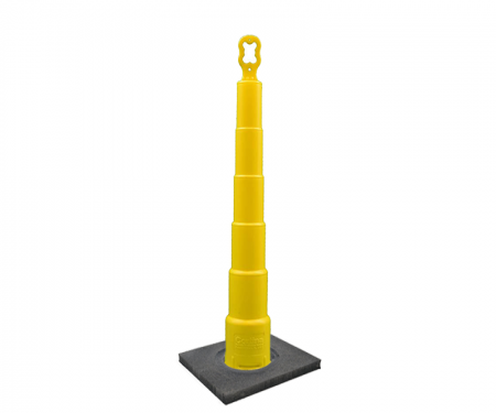 Cortina Grip n Go yellow traffic channelizer cone with no collars, 10 lb square base, and 42 inch height