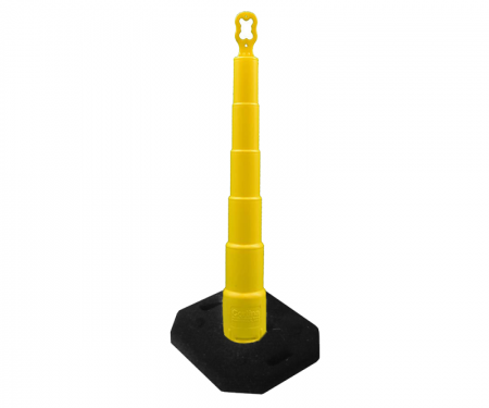 Cortina Grip n Go yellow traffic channelizer cones with no collars, 30 lb rectangle base, and 42 inch height