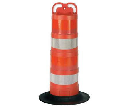 Cortina orange trail guide traffic channelizer barrel drum slim with (4) 4 inch engineer grade high intensity diamond grade with fluorescent stripes and 18lb tire ring base