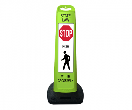 Trailblazer vertical traffic panel sign,Pedestrian crossing, Black/Lime Green
