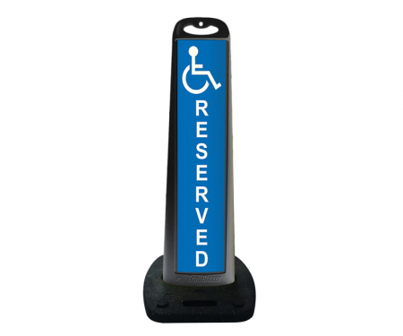 Trailblazer vertical traffic panel sign, Reserved for Handicap, Black/Blue