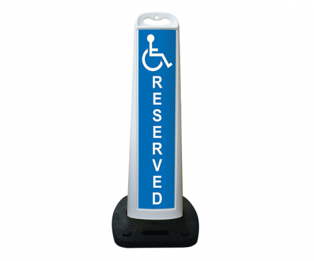 Trailblazer vertical traffic panel sign, Reserved for Handicap, Black/White/Blue