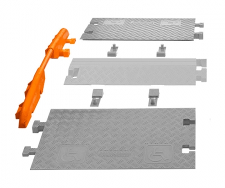 diagram of linebacker cable protector ada kit, rails highlighted in orange