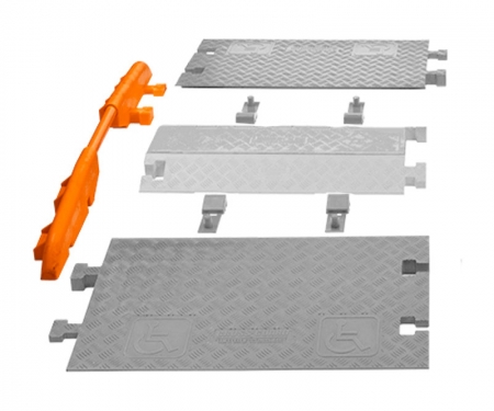 diagram of linebacker cable protector ada kit, rails highlighted in orange
