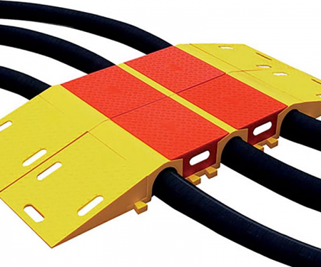 Diamond back hose protector ramps put together with wires and connectors tunneling throught the ramp Diamond back hose protector ramps put together with wires and connectors tunneling throught the ramp