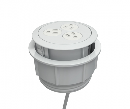 Eclipse circular 3AC powered desk grommet,  white