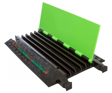 led light in firefly 5 channel cable protector with green lid and black base