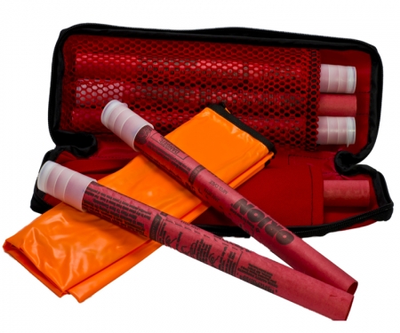 Emergency road safety kit, vest & flares