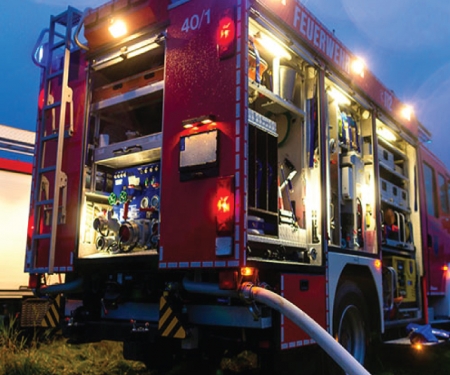 fire truck using nomex natural braided sleeving for its high temperature resistance